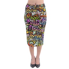 Graffiti Word Seamless Pattern Midi Pencil Skirt by Pakemis