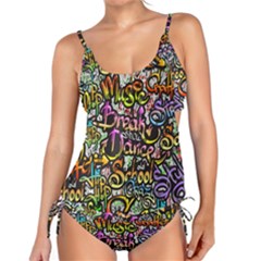 Graffiti Word Seamless Pattern Tankini Set by Pakemis