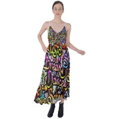 Graffiti Word Seamless Pattern Tie Back Maxi Dress by Pakemis