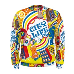 Colorful City Life Horizontal Seamless Pattern Urban City Men s Sweatshirt by Pakemis