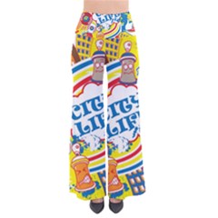 Colorful City Life Horizontal Seamless Pattern Urban City So Vintage Palazzo Pants by Pakemis