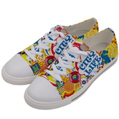 Colorful City Life Horizontal Seamless Pattern Urban City Men s Low Top Canvas Sneakers by Pakemis