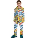 Colorful City Life Horizontal Seamless Pattern Urban City Kids  Long Sleeve Velvet Pajamas Set View1