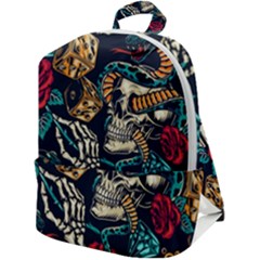 Vintage Art Tattoos Colorful Seamless Pattern Zip Up Backpack by Pakemis