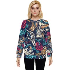 Vintage Art Tattoos Colorful Seamless Pattern Hidden Pocket Sweatshirt