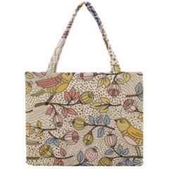 Seamless Pattern With Flower Bird Mini Tote Bag by Pakemis