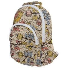 Seamless Pattern With Flower Bird Rounded Multi Pocket Backpack by Pakemis