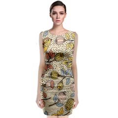 Seamless Pattern With Flower Bird Classic Sleeveless Midi Dress by Pakemis