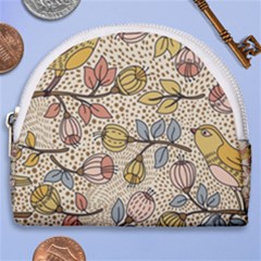 Seamless Pattern With Flower Bird Horseshoe Style Canvas Pouch by Pakemis