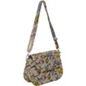 Seamless Pattern With Flower Bird Saddle Handbag View1