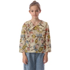 Seamless Pattern With Flower Bird Kids  Sailor Shirt