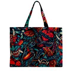 Vintage Tattoos Colorful Seamless Pattern Zipper Mini Tote Bag by Pakemis