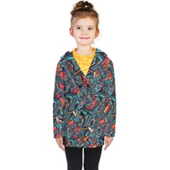 Vintage Tattoos Colorful Seamless Pattern Kids  Double Breasted Button Coat by Pakemis