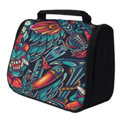 Vintage Tattoos Colorful Seamless Pattern Full Print Travel Pouch (small) by Pakemis