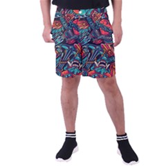 Vintage Tattoos Colorful Seamless Pattern Men s Pocket Shorts by Pakemis