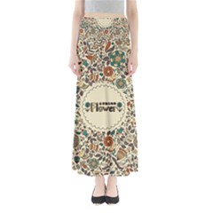 Seamless Pattern With Flower Birds Full Length Maxi Skirt by Pakemis