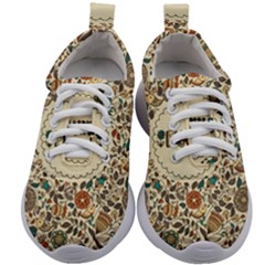 Seamless Pattern With Flower Birds Kids Athletic Shoes by Pakemis