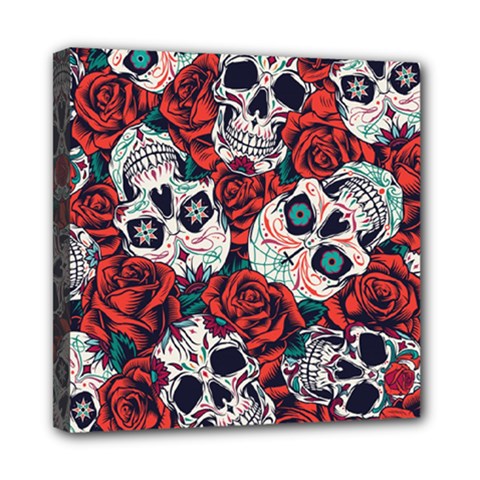 Vintage Day Dead Seamless Pattern Mini Canvas 8  X 8  (stretched) by Pakemis