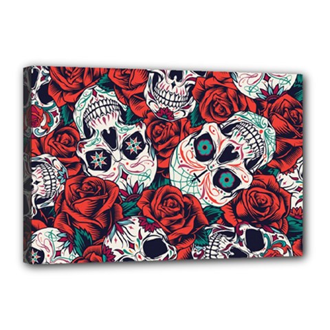 Vintage Day Dead Seamless Pattern Canvas 18  X 12  (stretched) by Pakemis