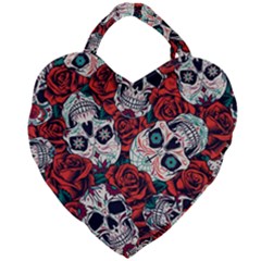 Vintage Day Dead Seamless Pattern Giant Heart Shaped Tote by Pakemis