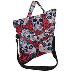 Vintage Day Dead Seamless Pattern Fold Over Handle Tote Bag by Pakemis