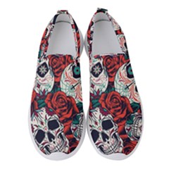 Vintage Day Dead Seamless Pattern Women s Slip On Sneakers by Pakemis