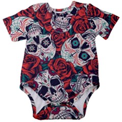 Vintage Day Dead Seamless Pattern Baby Short Sleeve Onesie Bodysuit by Pakemis