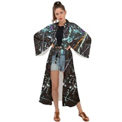 Abstract Colorful Texture Maxi Kimono