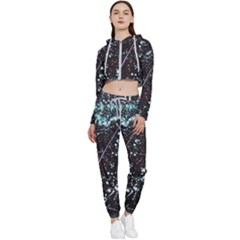 Abstract Colorful Texture Cropped Zip Up Lounge Set