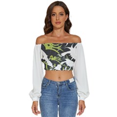 Im Fourth Dimension Amf Long Sleeve Crinkled Weave Crop Top