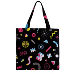 Memphis Design Seamless Pattern Zipper Grocery Tote Bag by Pakemis