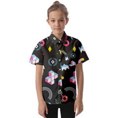 Memphis Design Seamless Pattern Kids  Short Sleeve Shirt by Pakemis