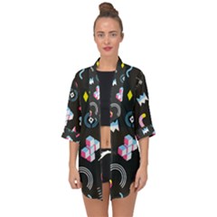 Memphis Design Seamless Pattern Open Front Chiffon Kimono by Pakemis