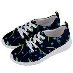 Abstract Wild Flower Dark Blue Background Blue Flowers Blossoms Flat Retro Seamless Pattern Daisy Women s Lightweight Sports Shoes by Pakemis