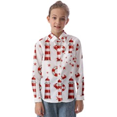 Nautical Seamless Pattern Kids  Long Sleeve Shirt by Pakemis