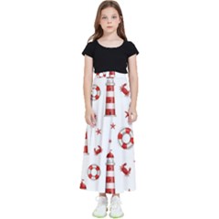 Nautical Seamless Pattern Kids  Flared Maxi Skirt by Pakemis