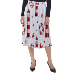 Nautical Seamless Pattern Classic Velour Midi Skirt 