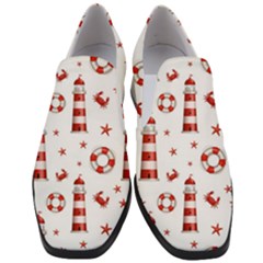 Nautical Seamless Pattern Women Slip On Heel Loafers