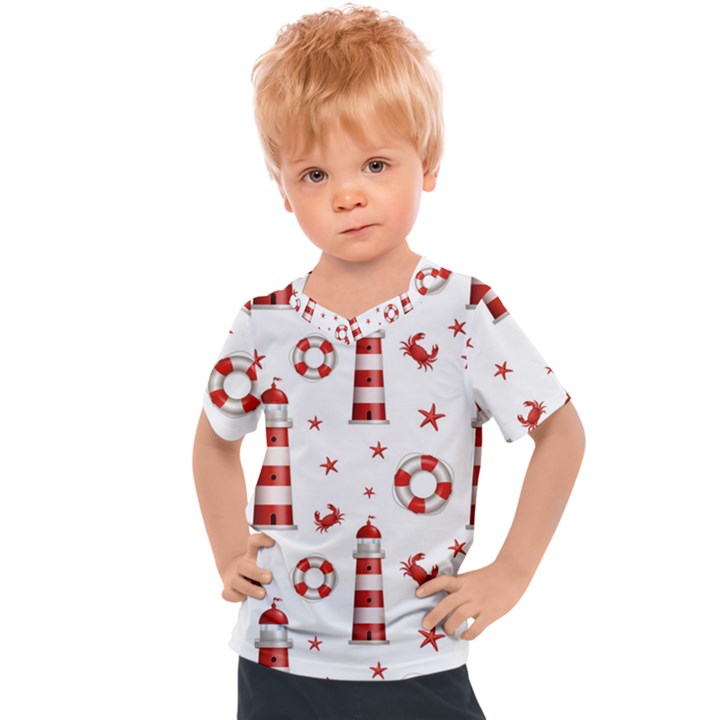 Nautical Seamless Pattern Kids  Sports Tee