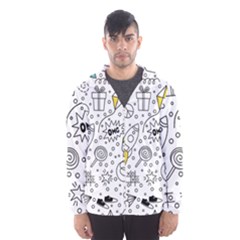 Set Cute Colorful Doodle Hand Drawing Men s Hooded Windbreaker