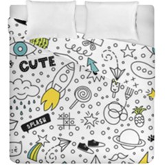 Set Cute Colorful Doodle Hand Drawing Duvet Cover Double Side (king Size) by Pakemis