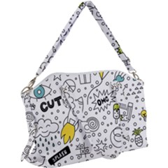 Set Cute Colorful Doodle Hand Drawing Canvas Crossbody Bag by Pakemis