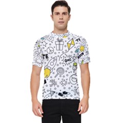 Set Cute Colorful Doodle Hand Drawing Men s Short Sleeve Rash Guard by Pakemis