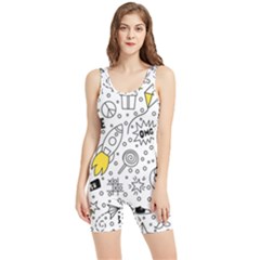 Set Cute Colorful Doodle Hand Drawing Women s Wrestling Singlet by Pakemis