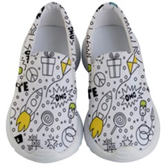 Set Cute Colorful Doodle Hand Drawing Kids Lightweight Slip Ons by Pakemis