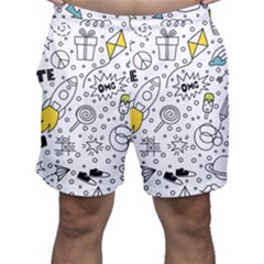 Set Cute Colorful Doodle Hand Drawing Men s Shorts