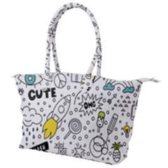 Set Cute Colorful Doodle Hand Drawing Canvas Shoulder Bag by Pakemis