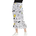 Set Cute Colorful Doodle Hand Drawing Maxi Fishtail Chiffon Skirt View1