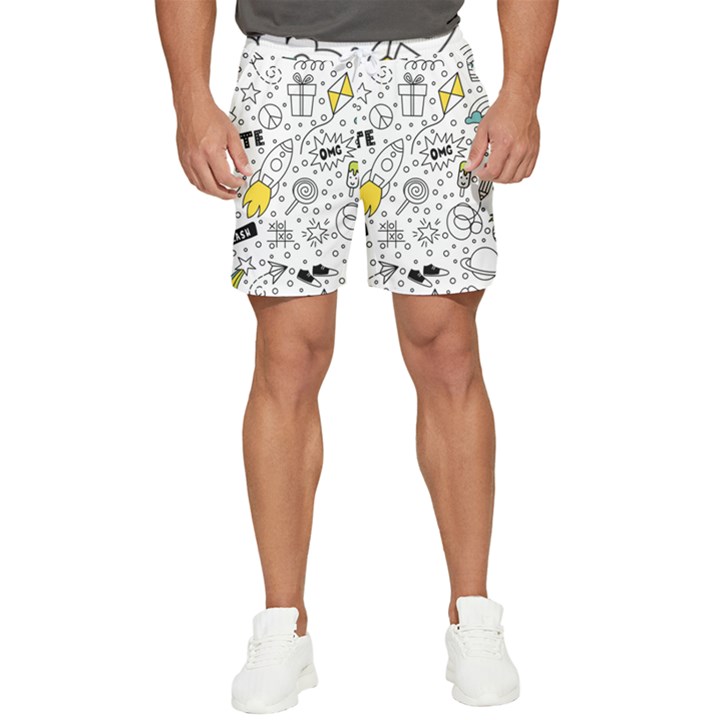 Set Cute Colorful Doodle Hand Drawing Men s Runner Shorts