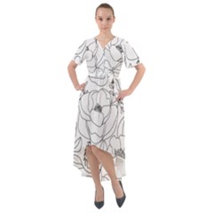 Contemporary Nature Seamless Pattern Front Wrap High Low Dress by Pakemis